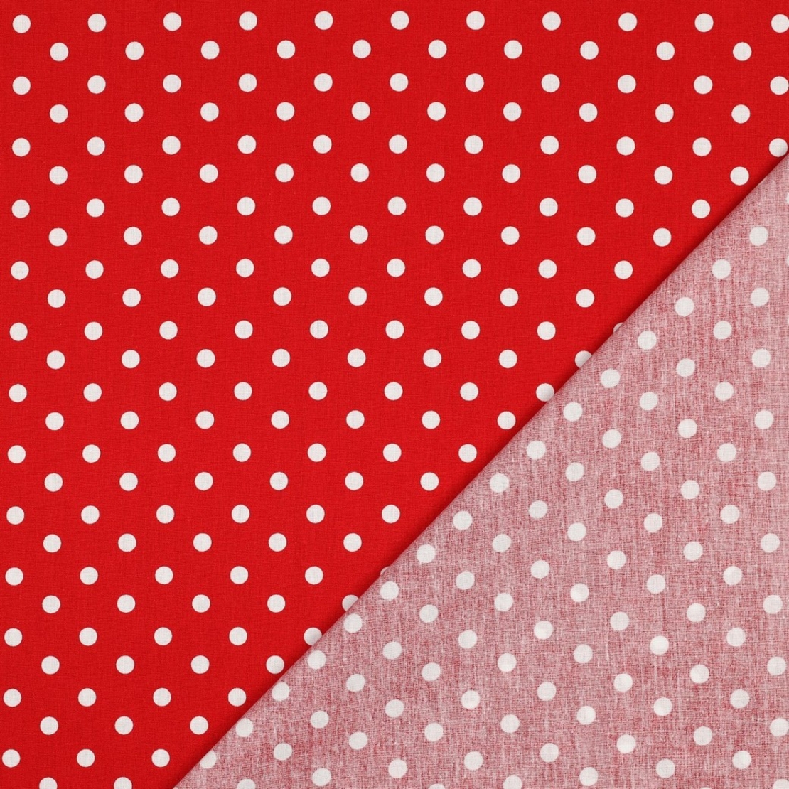 אריג כותנה נקודות לבן על רקע אדום