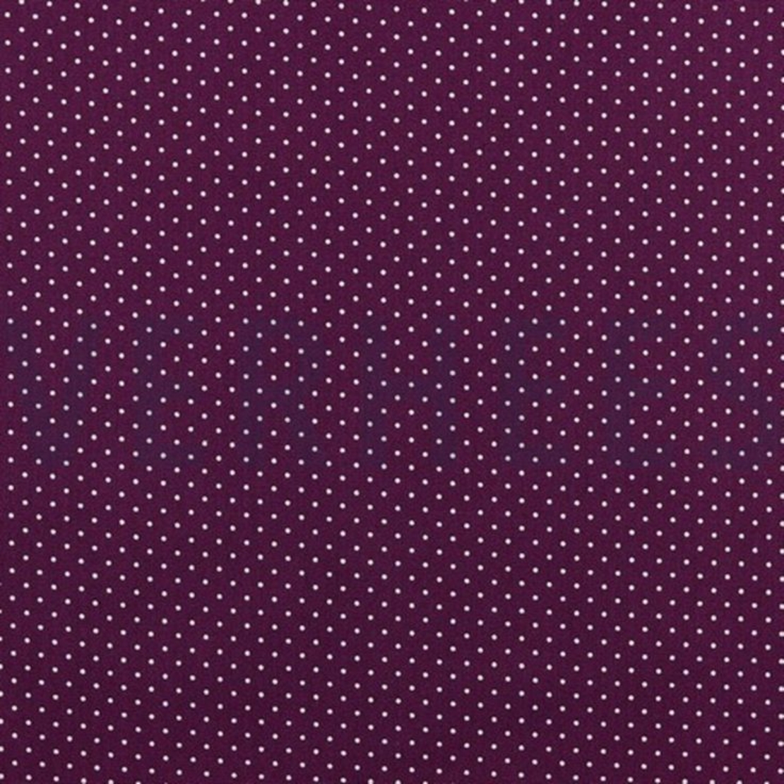 אריג כותנה סגול נקודות סיכה לבן