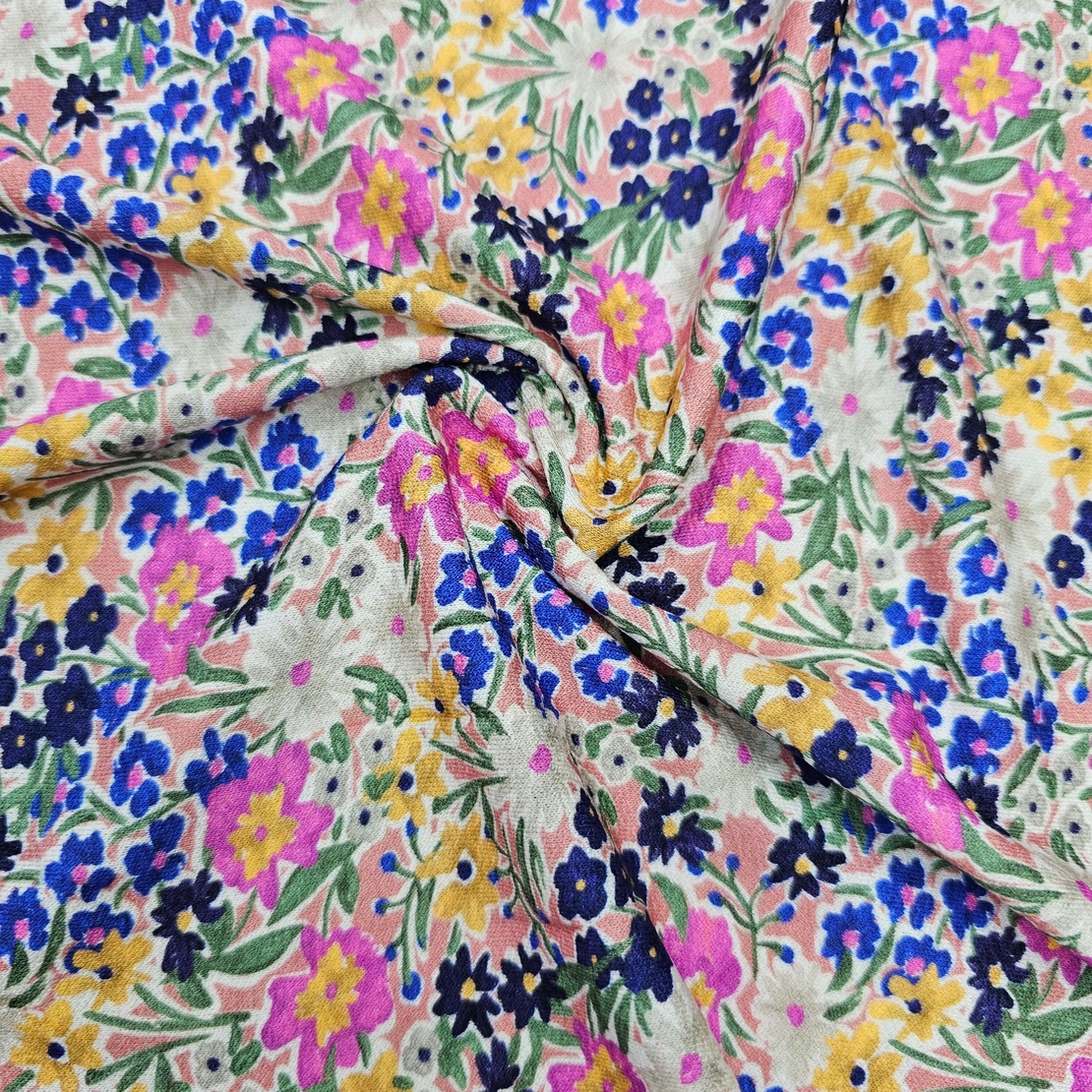 טריקו ויסקוזה חגיגת הפרחים בגווני סגול כחול וורוד