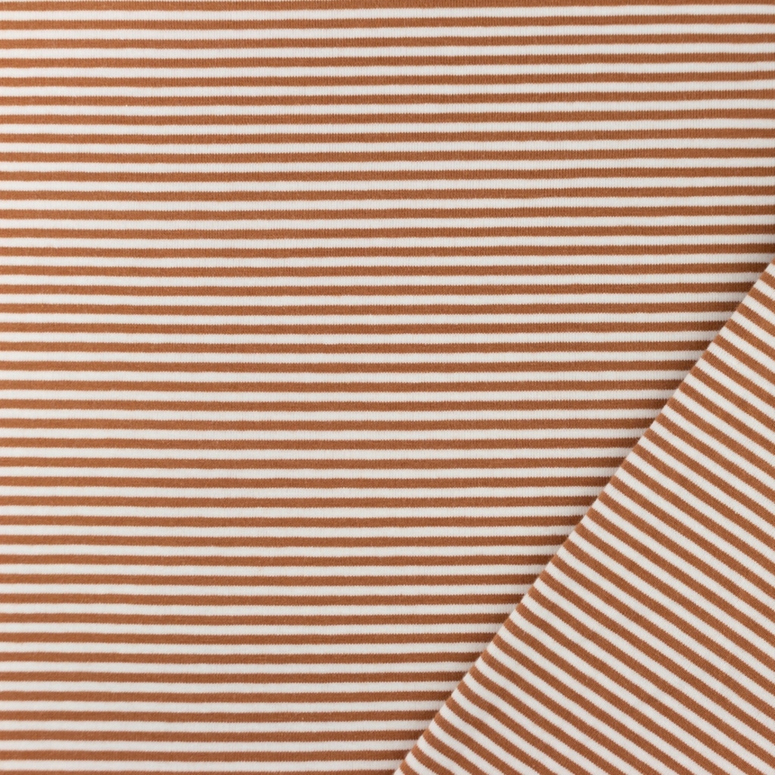 טריקו כותנה פסים דקים גווני חמרה ולבן