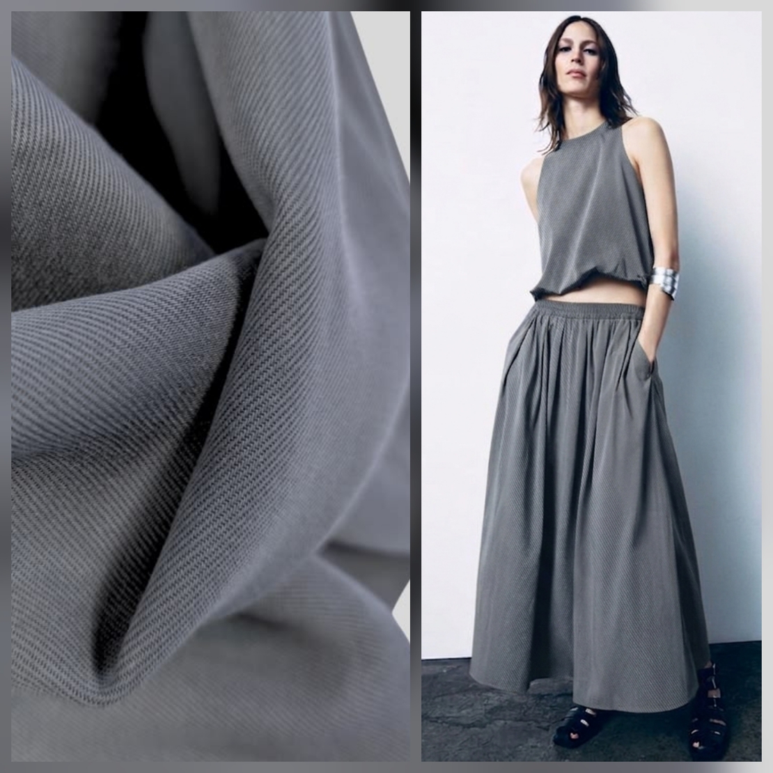 אריג טנסל צבע אפור בינוני