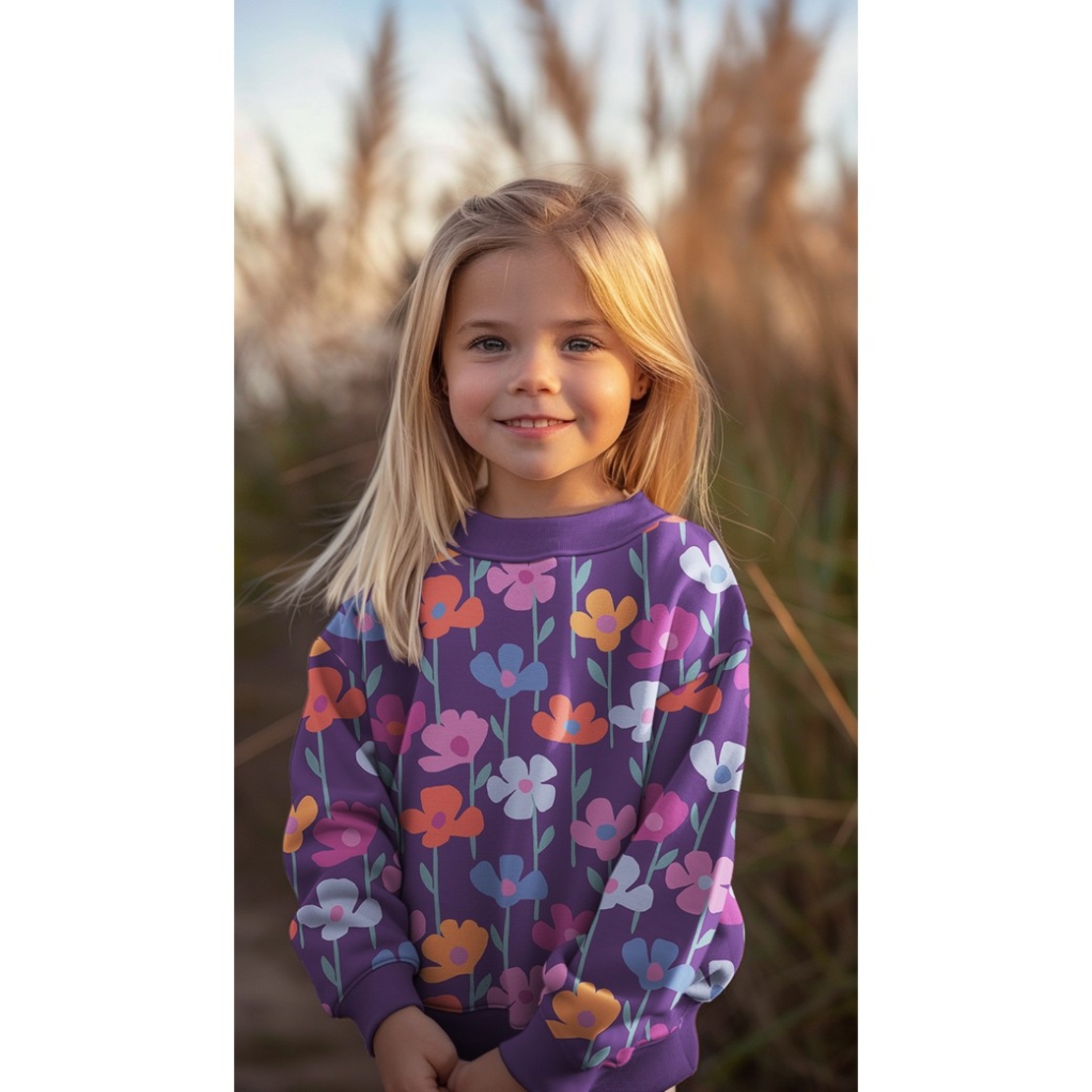 פרנץ טרי דפוס פרחים רעננים על רקע סגול