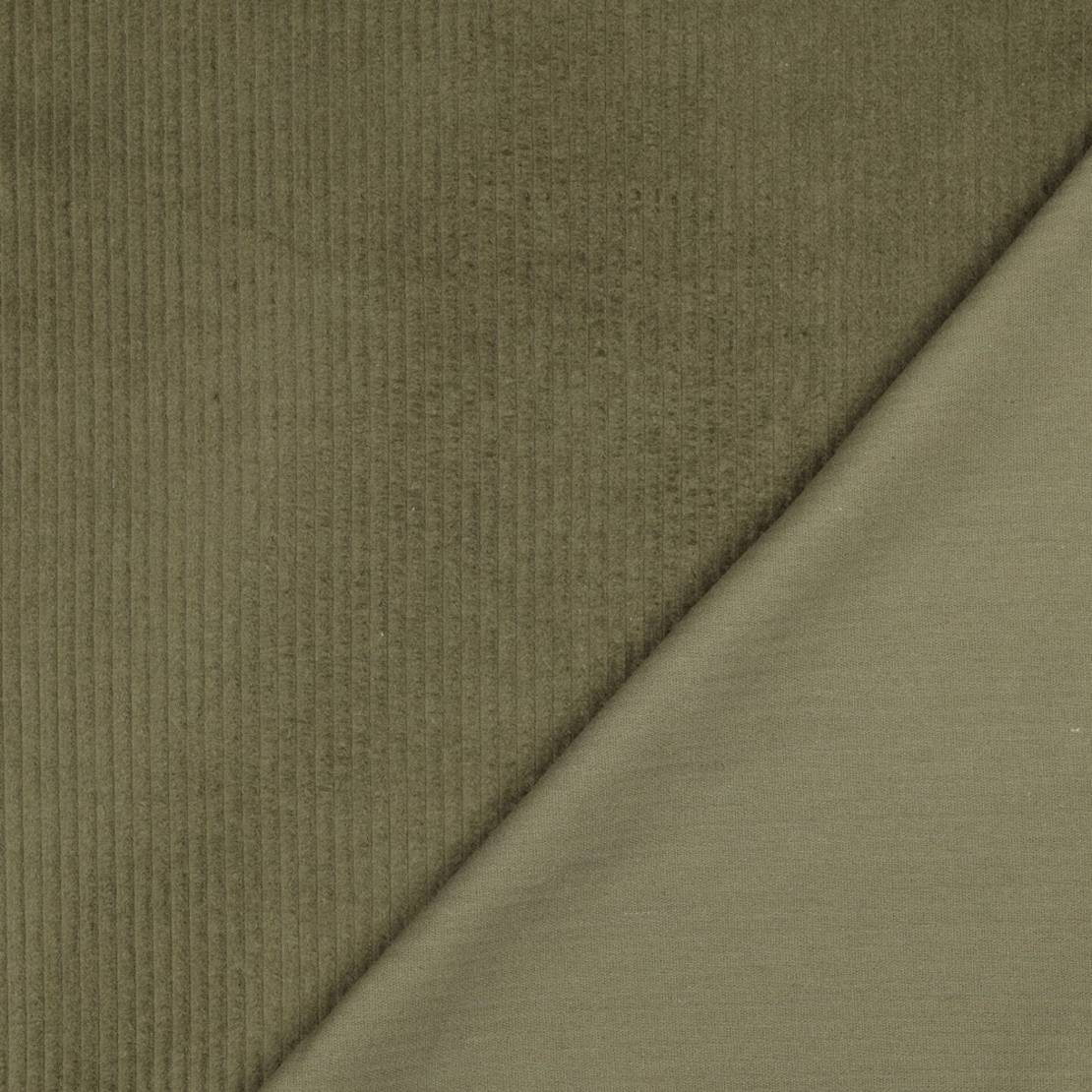 אריג קורדרוי מכובס פס רחב צבע ירוק זית