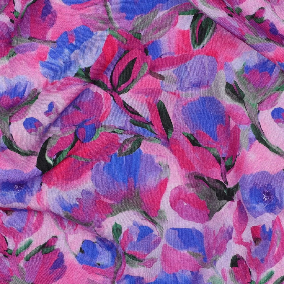 אריג ויסקוזה דפוס פנטזיה בורוד וכחול