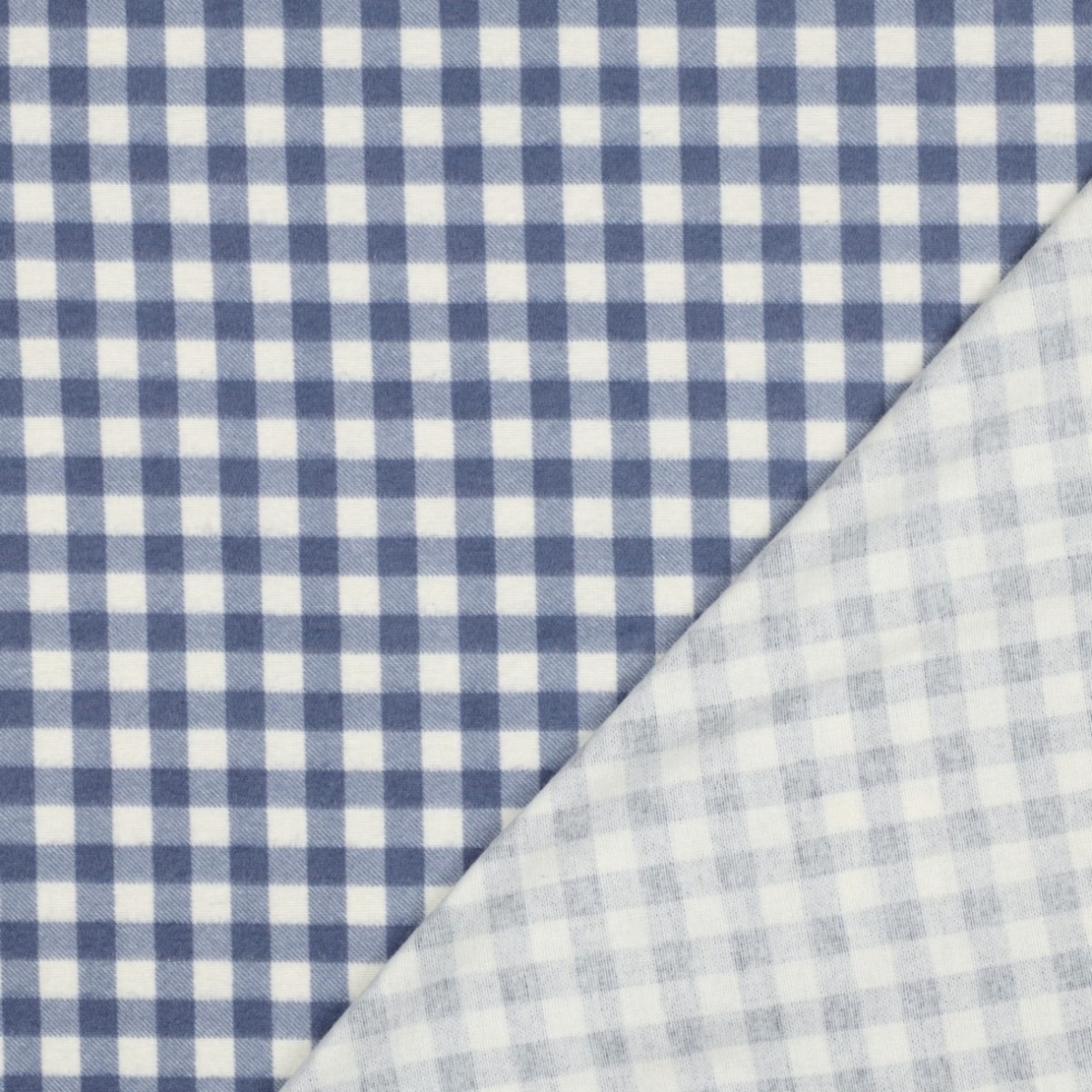 אריג פלנל משבצות כחול לבן