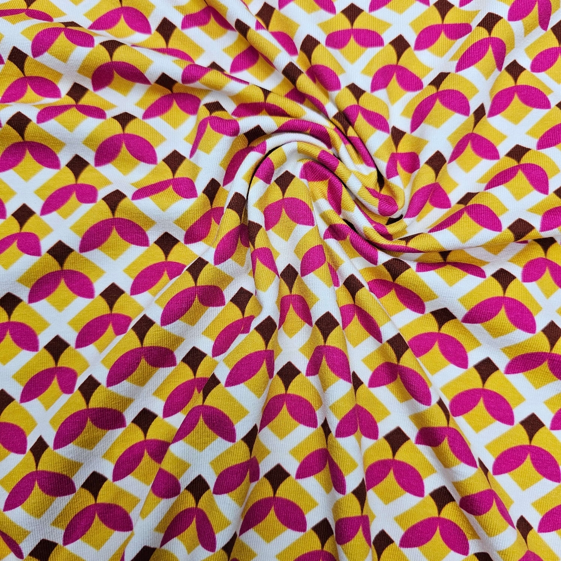 טריקו ויסקוזה דפוס בוהו גווני צהוב