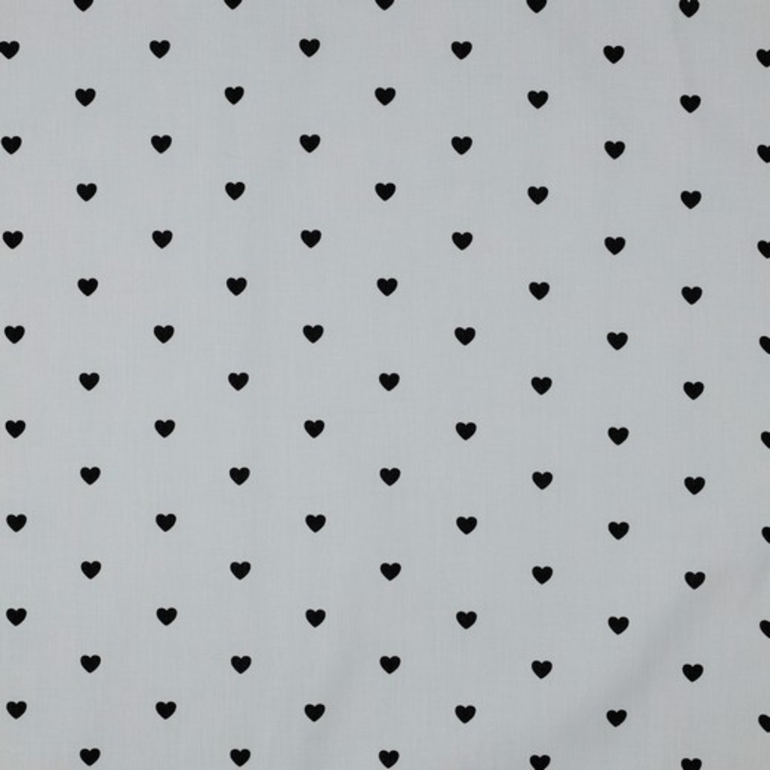 אריג כותנה לבן דפוס לבבות שחורים
