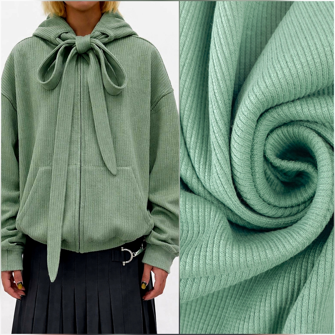 סריג ריב כותנה צבע מנטה