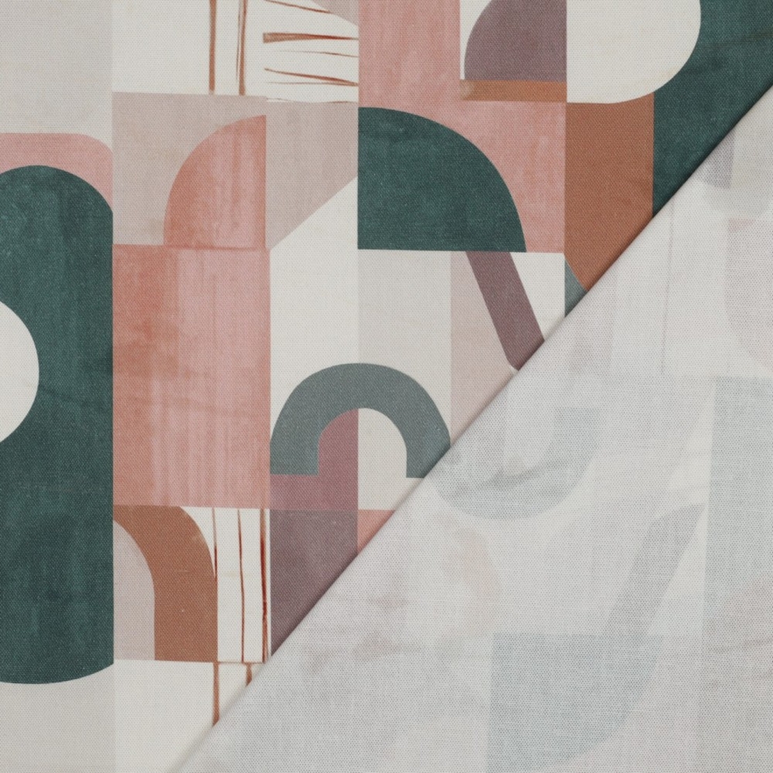 אריג קנבס דפוס דיגיטלי צורות גאומטריות בגוונים חמים