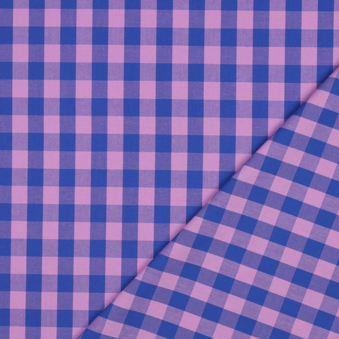 אריג כותנה משבצות גווני סגול וכחול