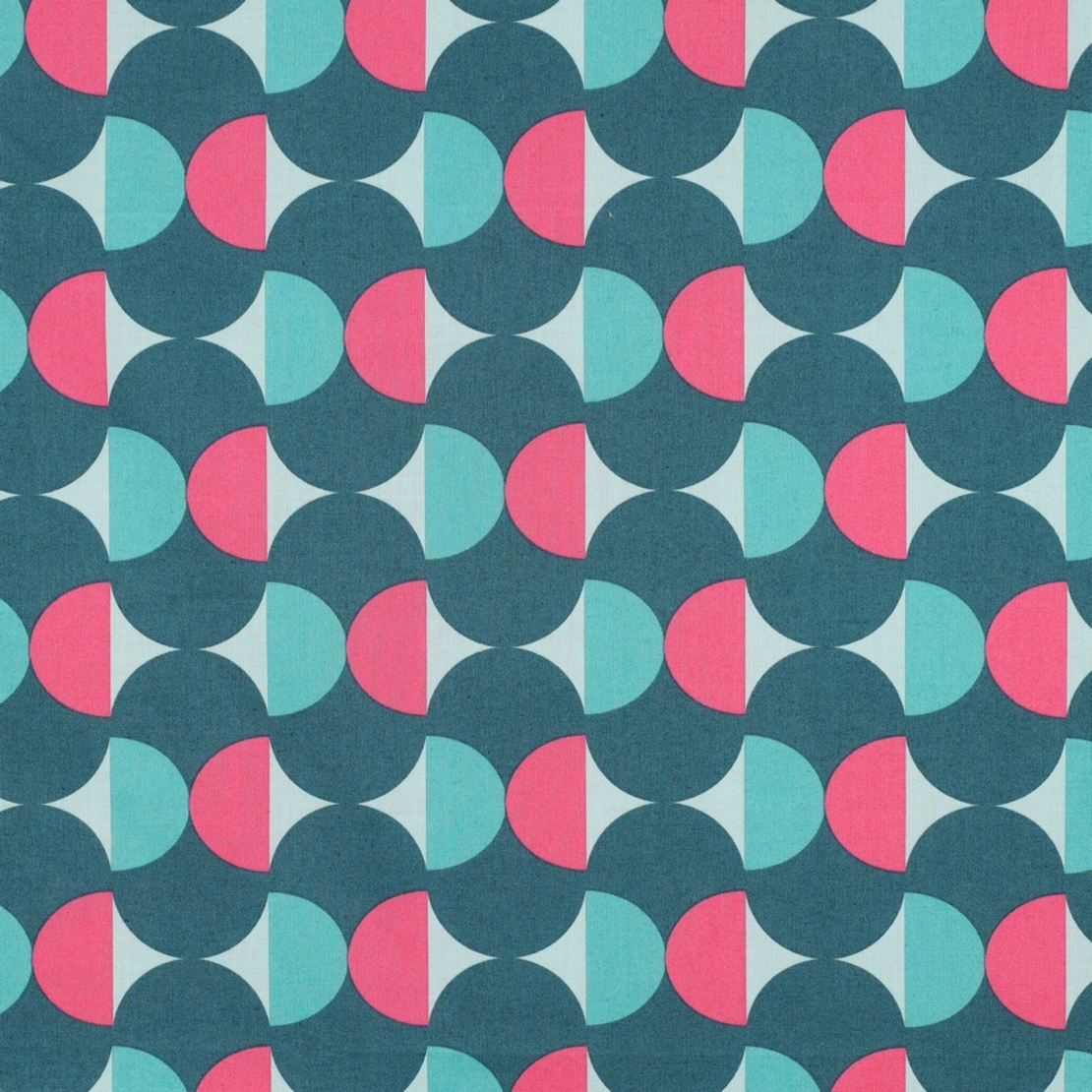 אריג כותנה עמיד במים דפוס אבסטרקטי גווני פטרול ומנטה