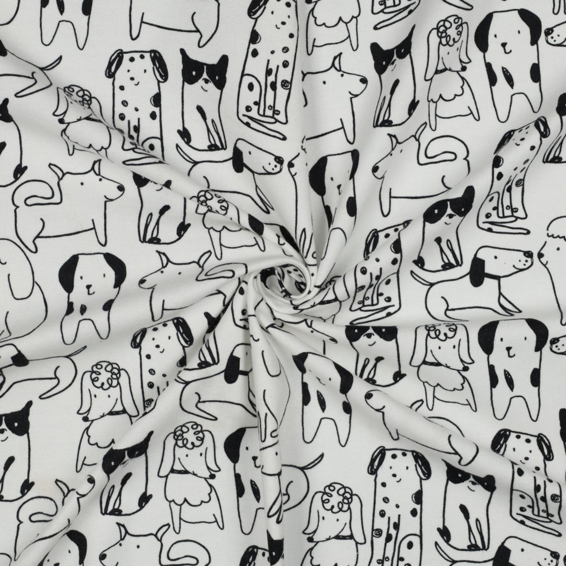 אריג פלנל דפוס כלבים חמודים על רקע אופוייט