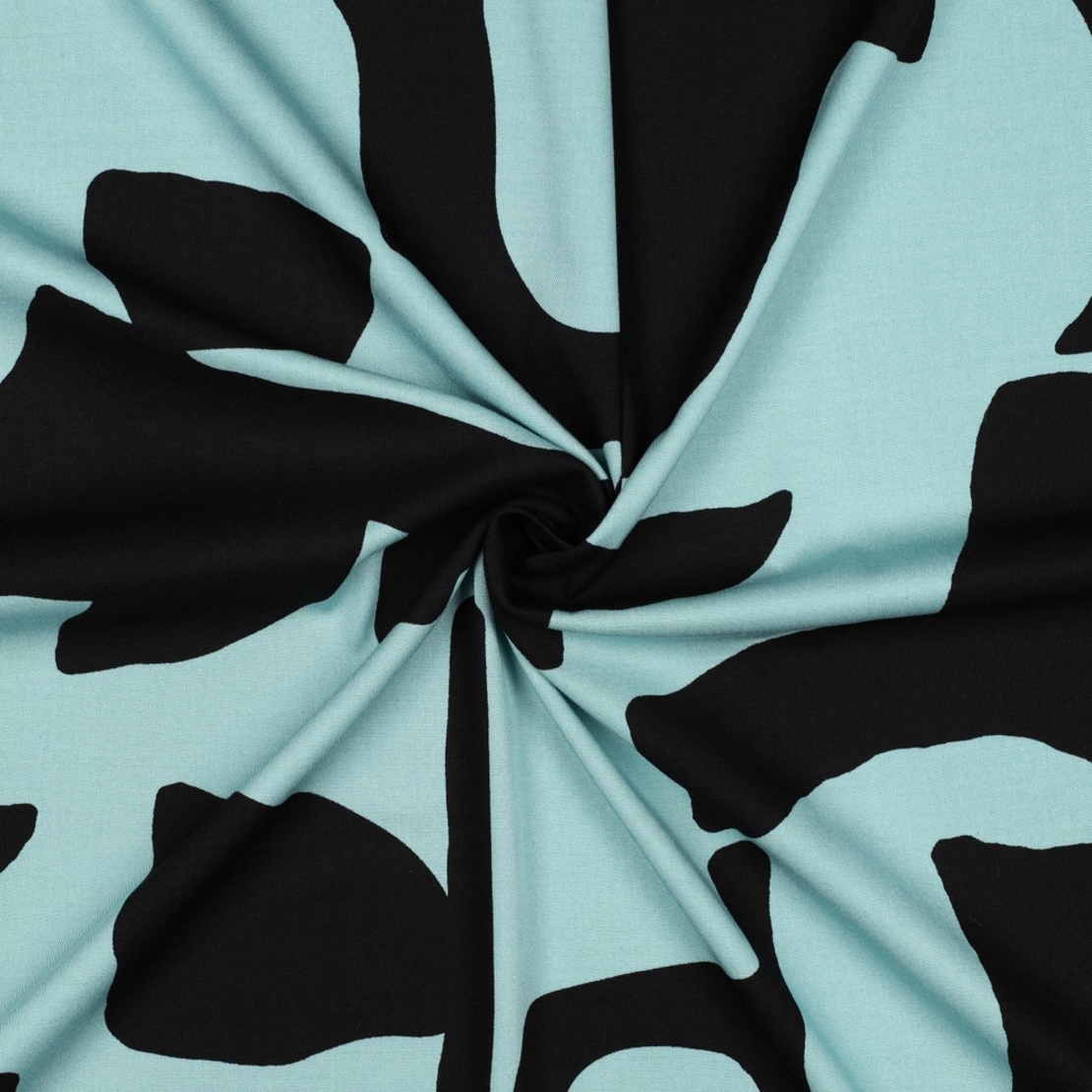 אריג ויסקוזה לייקרה דפוס אמורפי גווני מנטה שחור