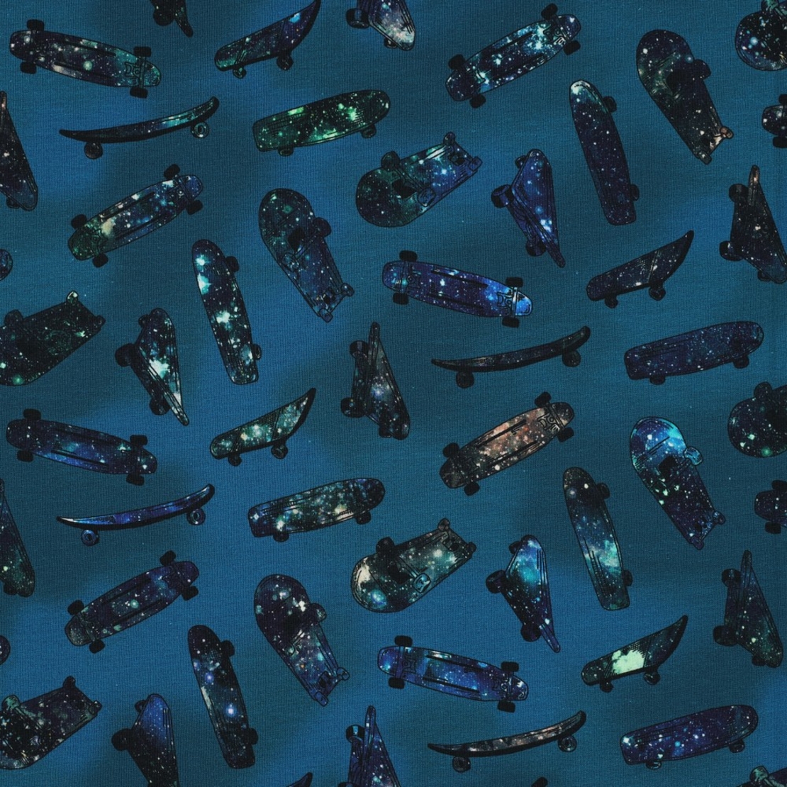 טריקו כותנה דפוס סקטים דיגיטלי רקע כחול