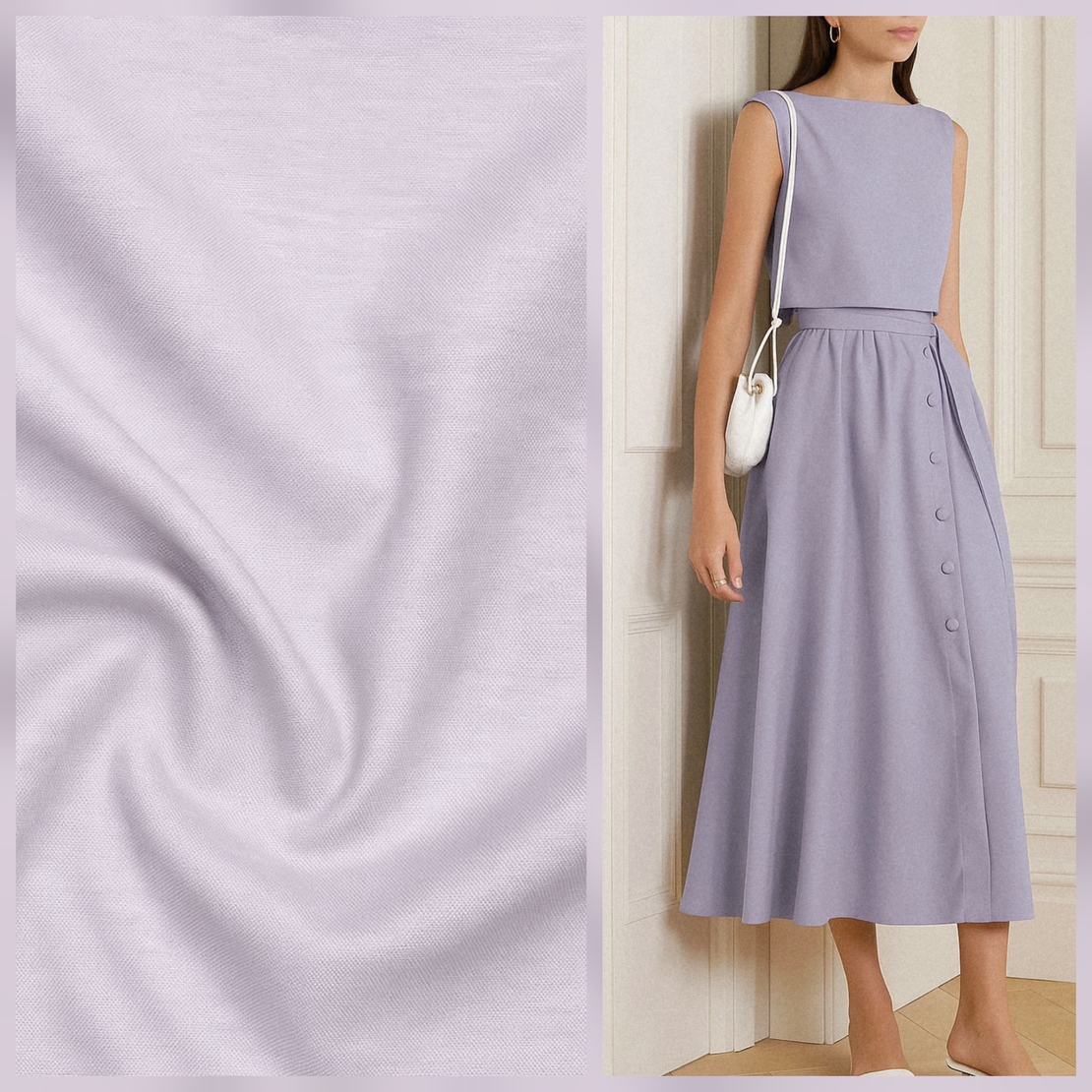 אריג כותנה צבע לבנדר בהיר רוחב 240 סמ