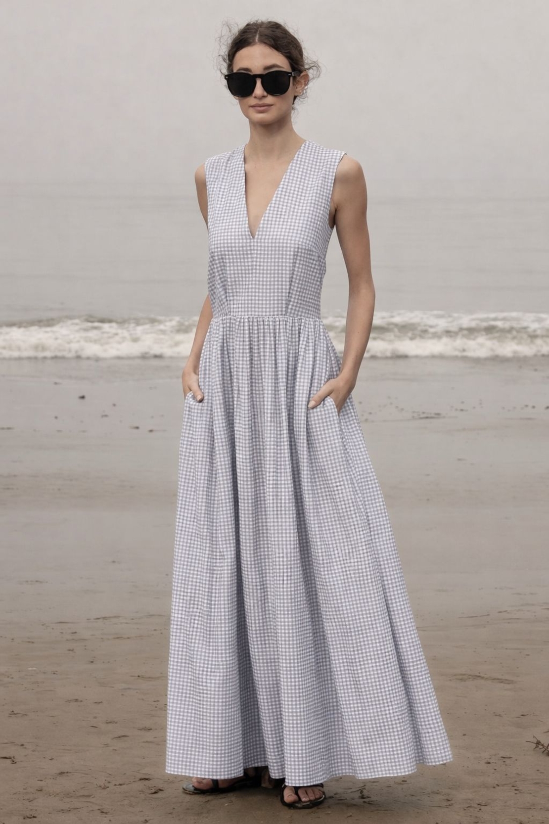 אריג כותנה פפיטה אפור לבן