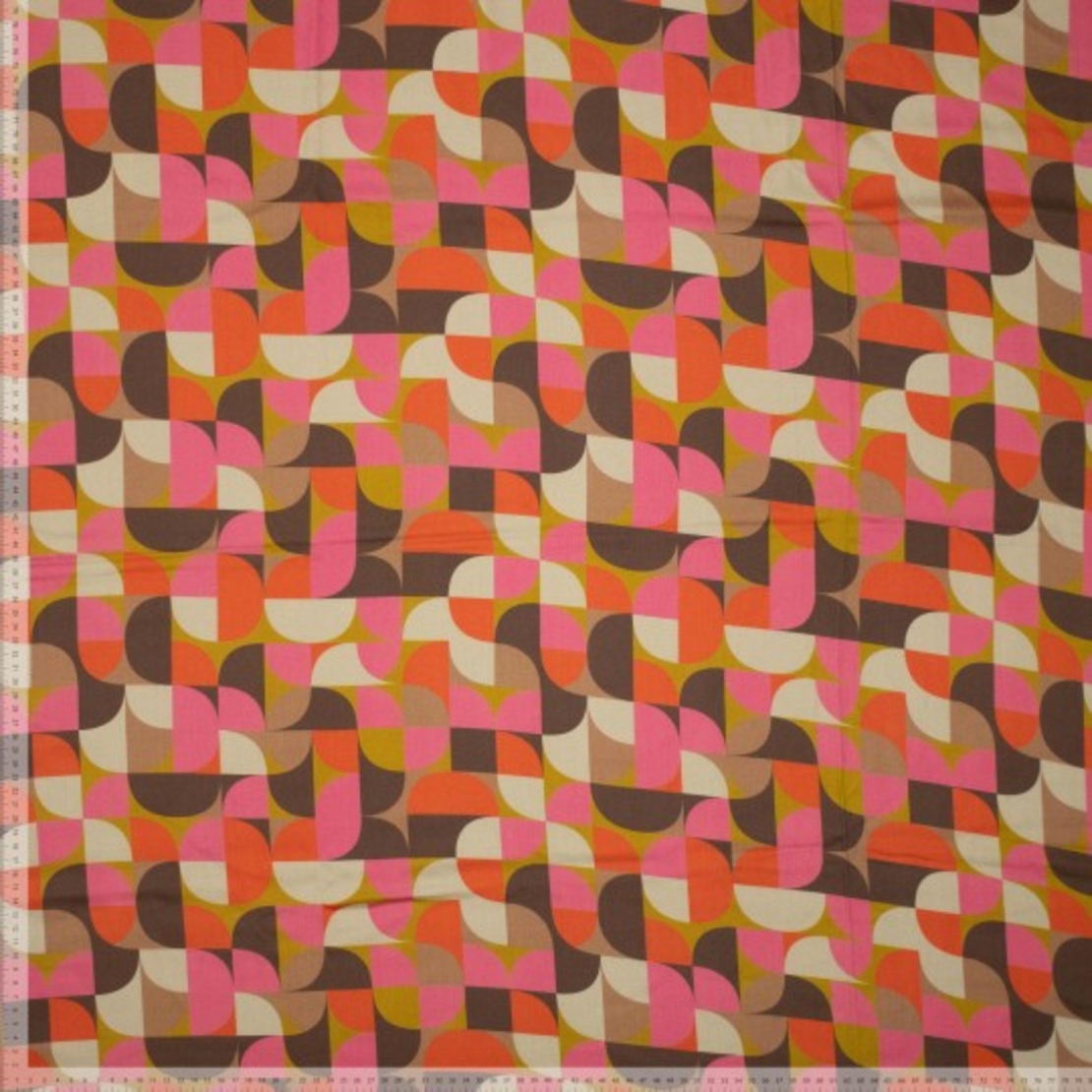 אריג ויסקוזה דפוס גאומטרי גווני ורוד בז חום דגם שרה