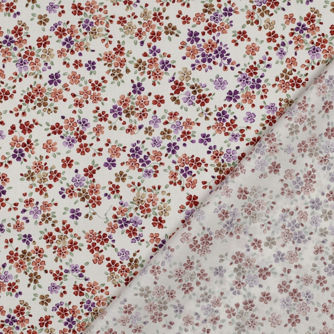 אריג כותנה דפוס פריחה אורבנית על רקע לבן חם