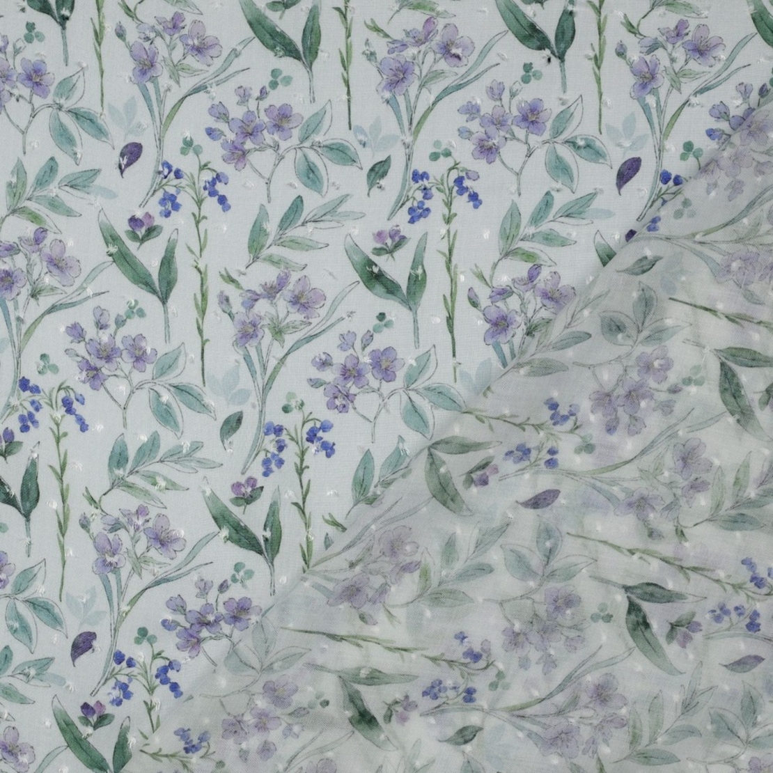 אריג ויסקוזה נופים דפוס פרחים ועלים דיגיטלי