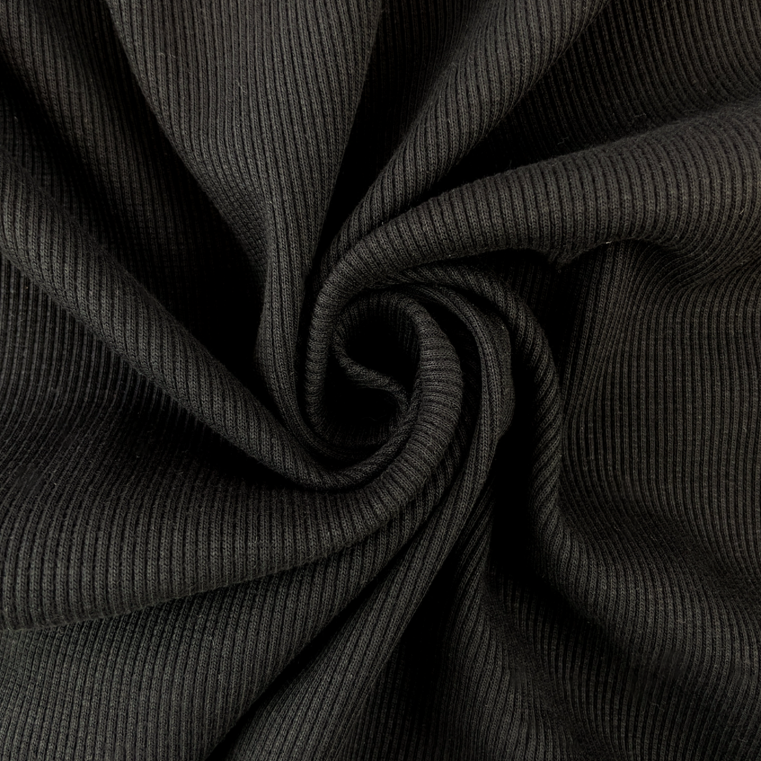 סריג ריב כותנה צבע שחור