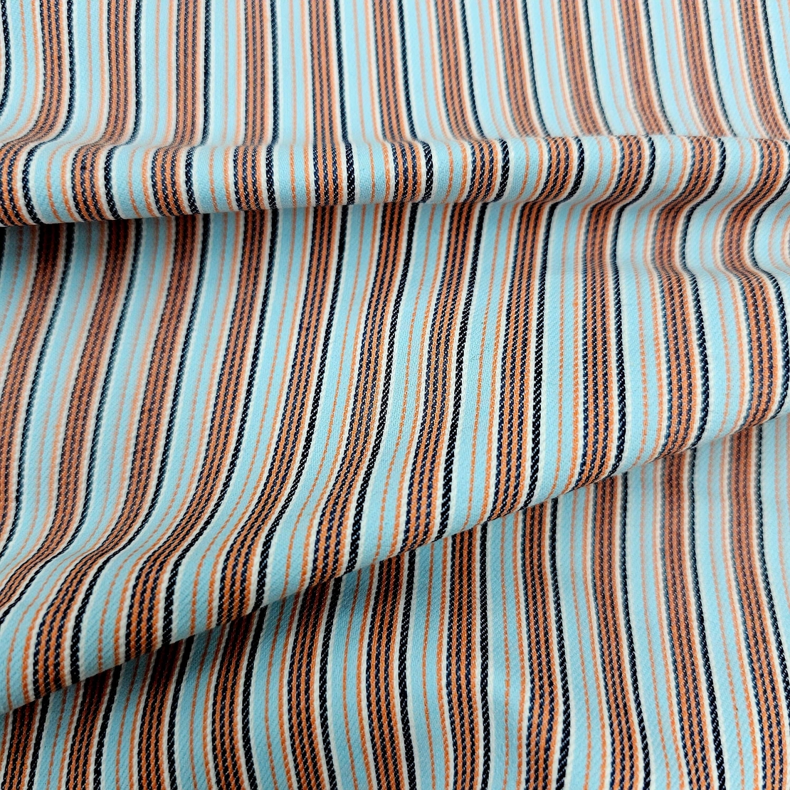 אריג גינס פסים גווני תכלת סלמון