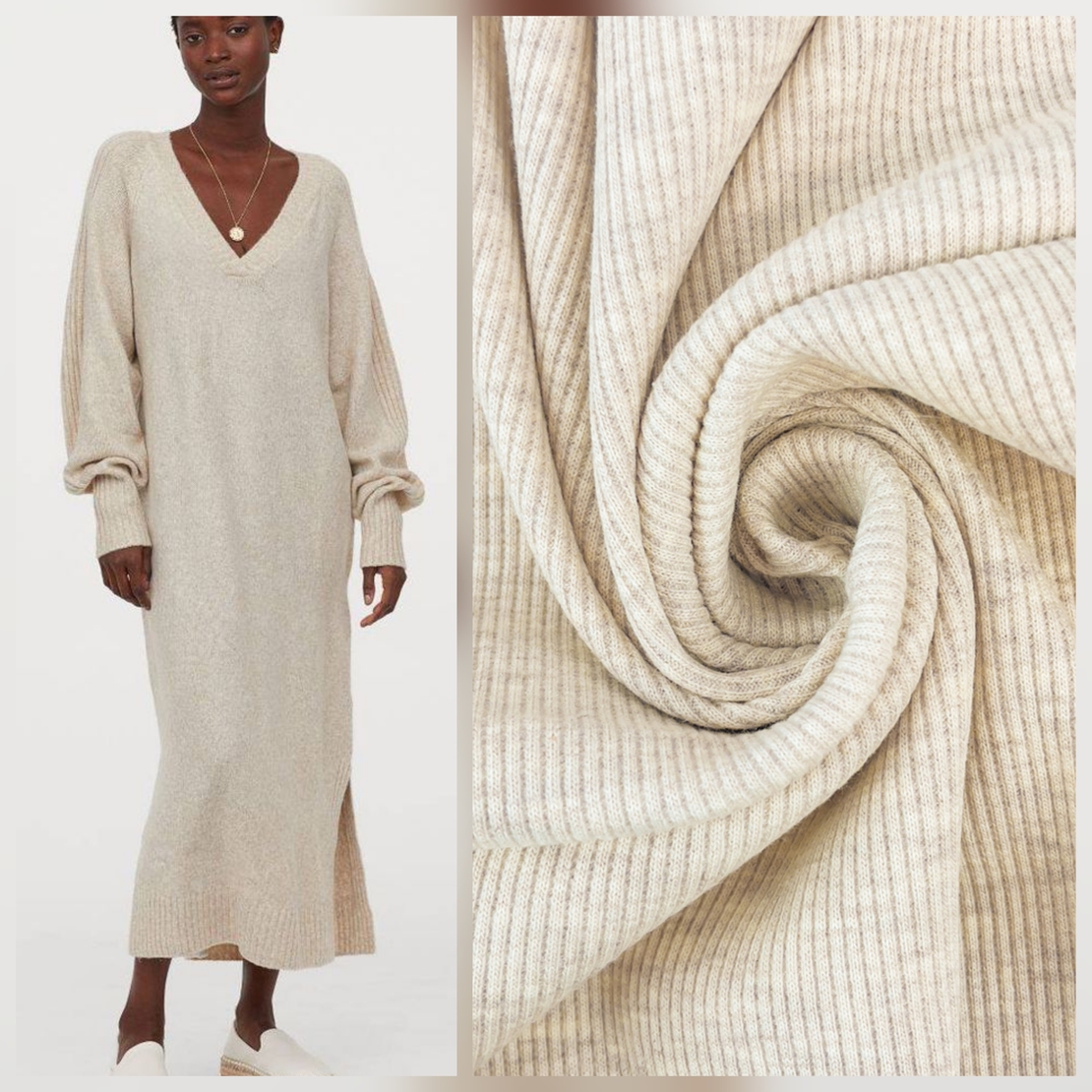 סריג ריב כותנה צבע אופוויט מלאנז