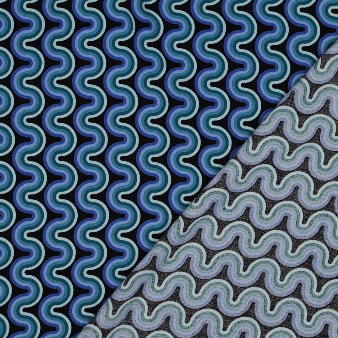 אריג ויסקוזה דפוס גאומטרי גווני ירוק כחול