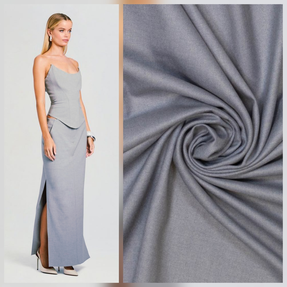 אריג במבוק צבע אפור בהיר מלאנז