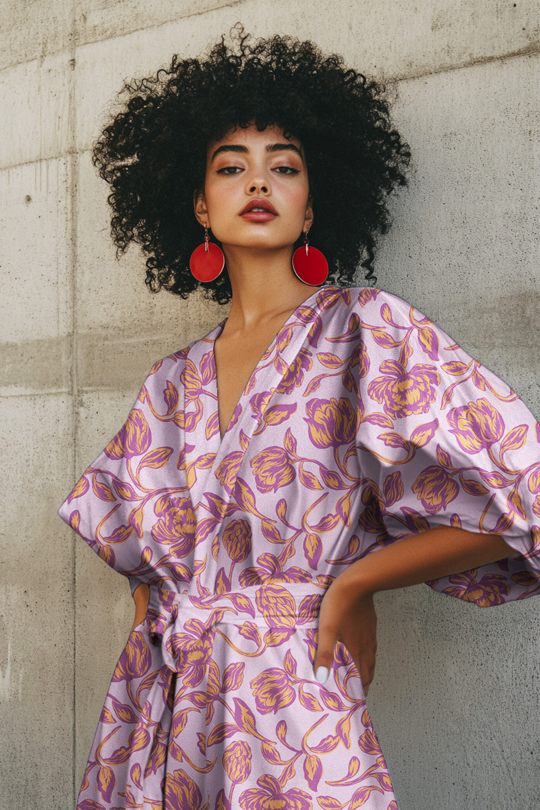 אריג ויסקוזה דפוס בוהו בגווני ורוד ותפוז