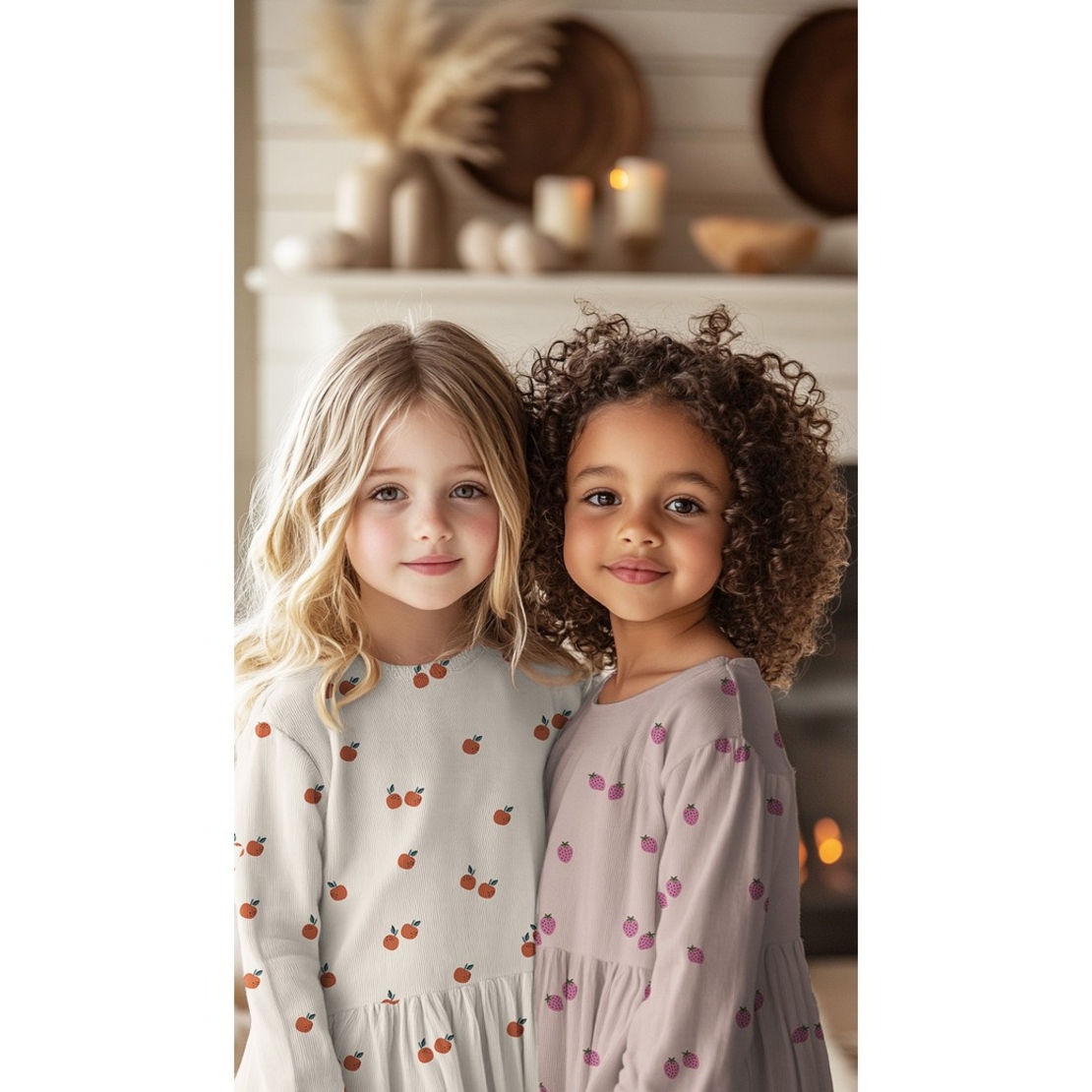 טריקו כותנה אורגני דפוס תותים על רקע לבן