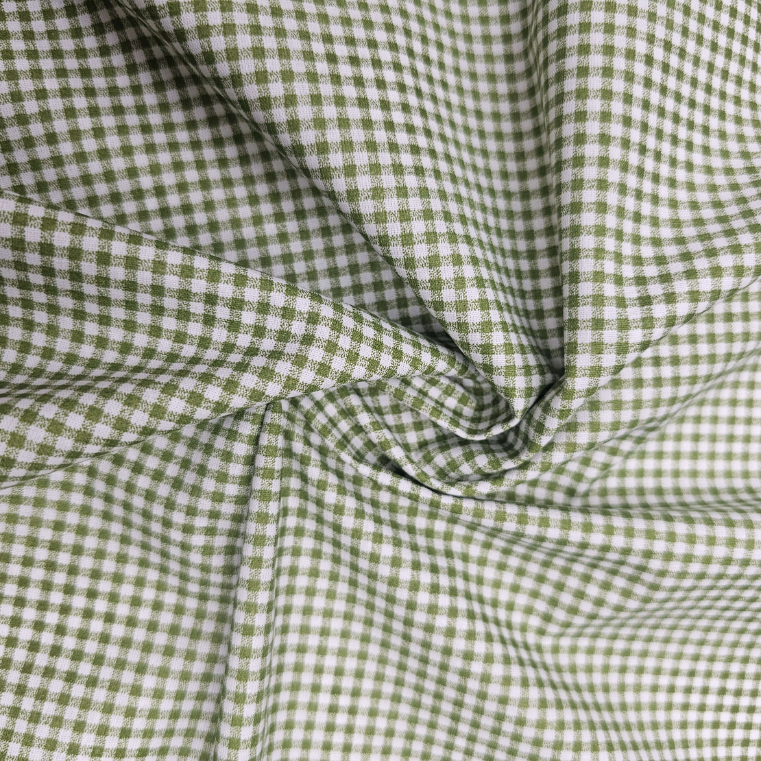 אריג כותנה משבצות פפיטה גווני ירוק לבן