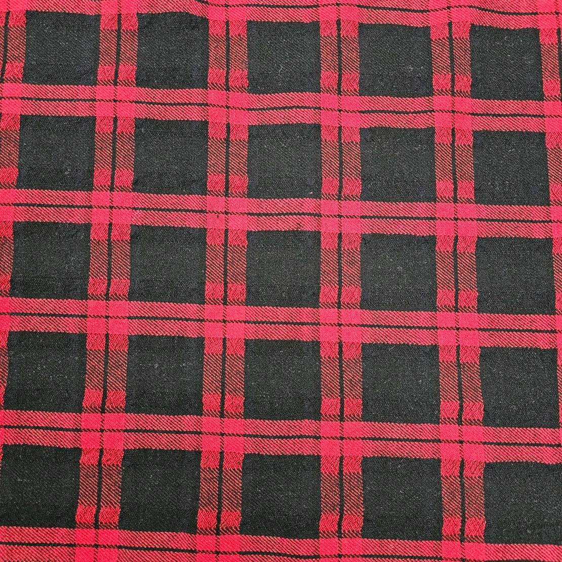 אריג צמר משבצות גווני אדום חי ושחור