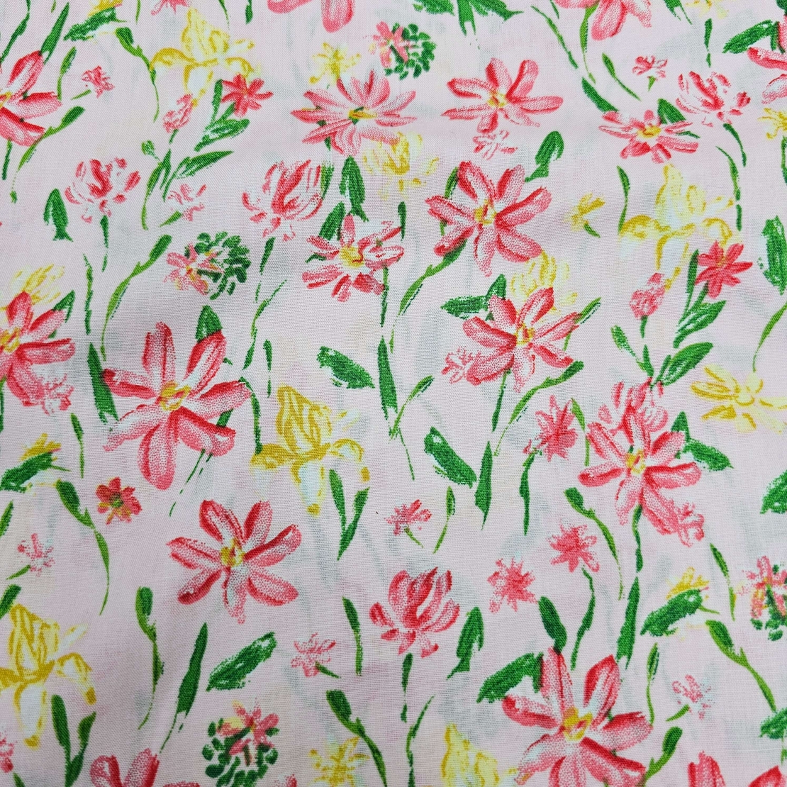 אריג כותנה דפוס גן פורח בורוד