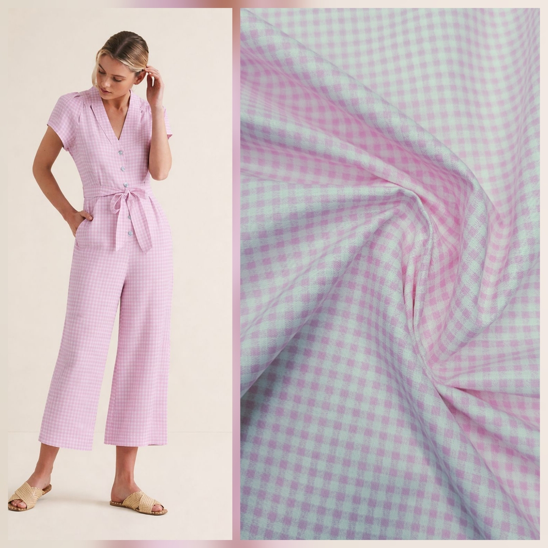 אריג כותנה פפיטה ורוד לבן