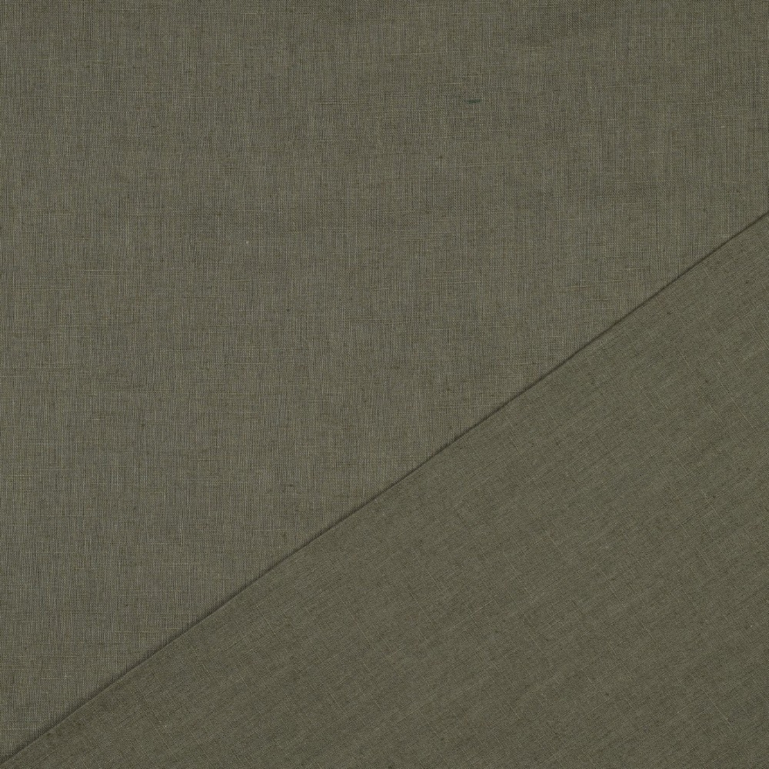 אריג פשתן מכובס צבע ירוק זית