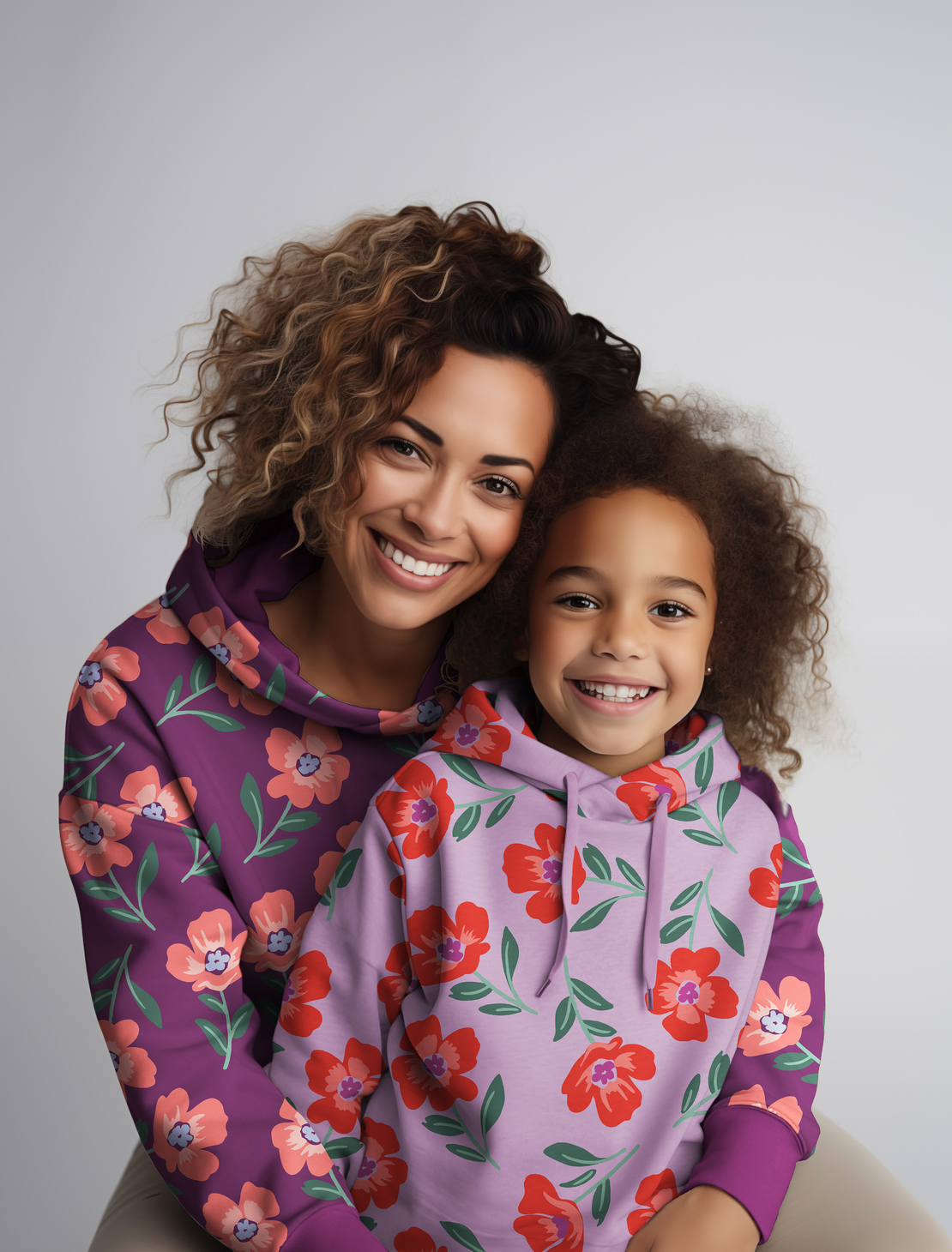 בד פוטר פרחים מלבלבים על רקע סגול