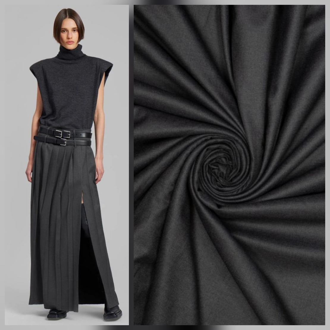 אריג במבוק צבע אפור כהה מלאנז