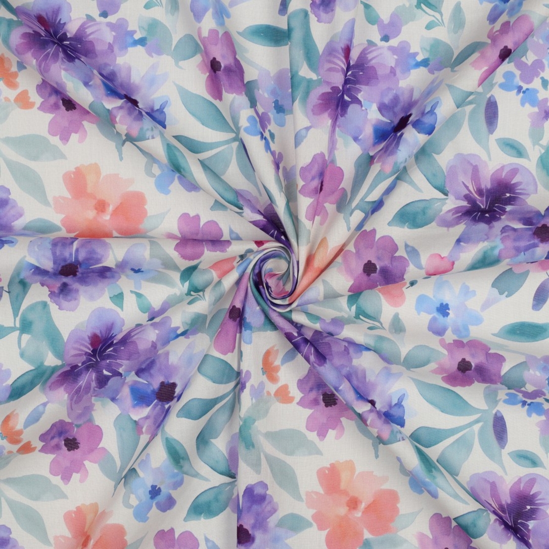 אריג כותנה וואל דפוס פרחים סגלגלים דיגיטלי