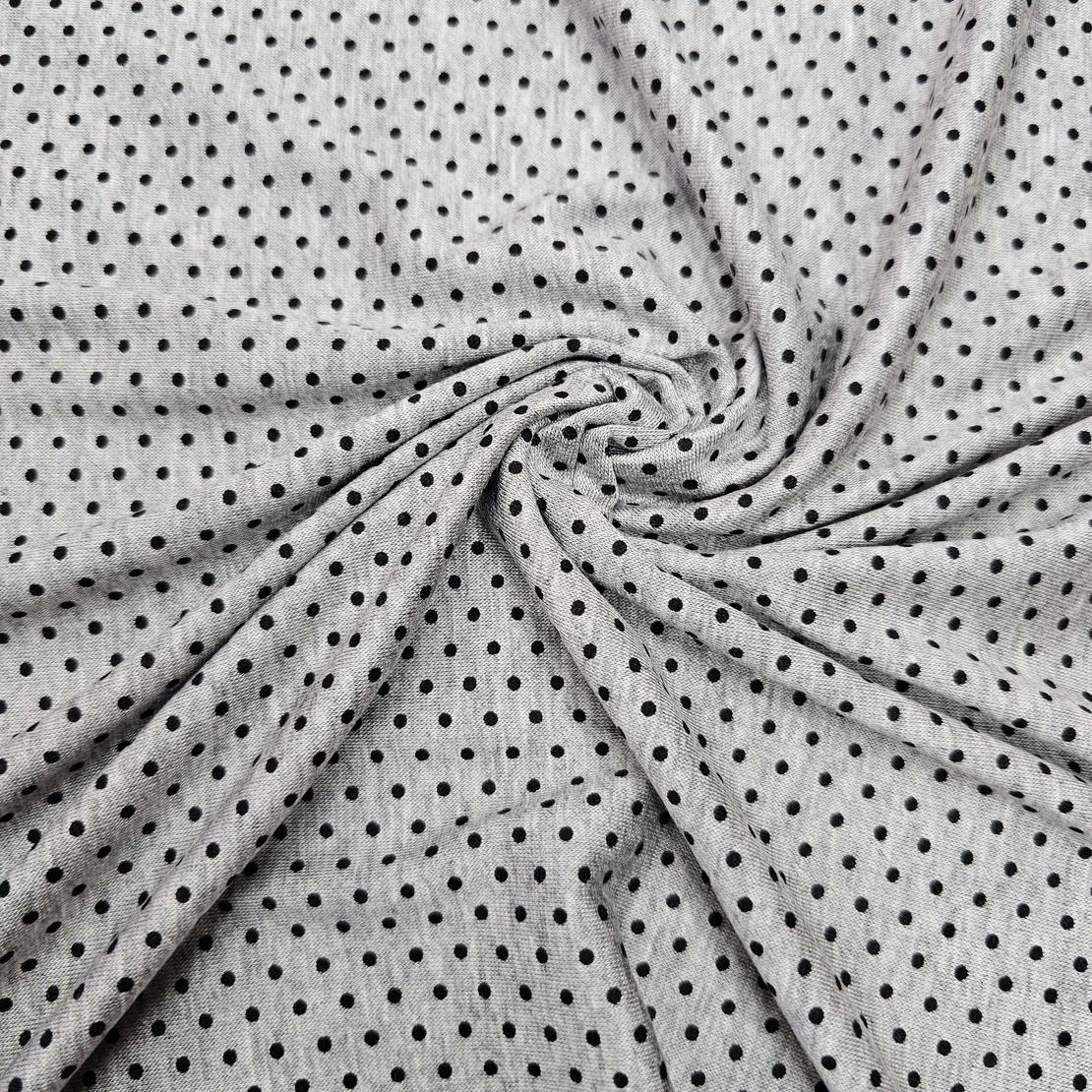 טריקו ויסקוזה דפוס נקודות סיכה שחור על רקע אפור מלאנז