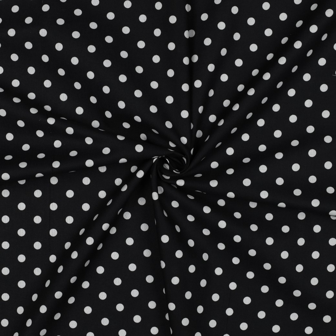 אריג כותנה נקודות לבן על רקע שחור