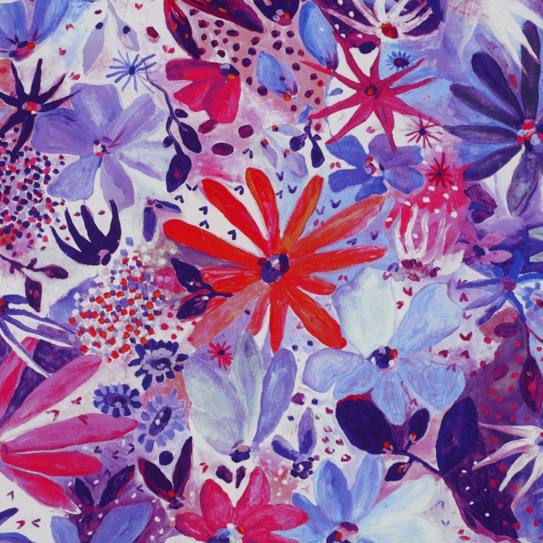 אריג ויסקוזה ECOVERO דפוס פרחים סוריאליסטי גווני סגול נרידה הנסן