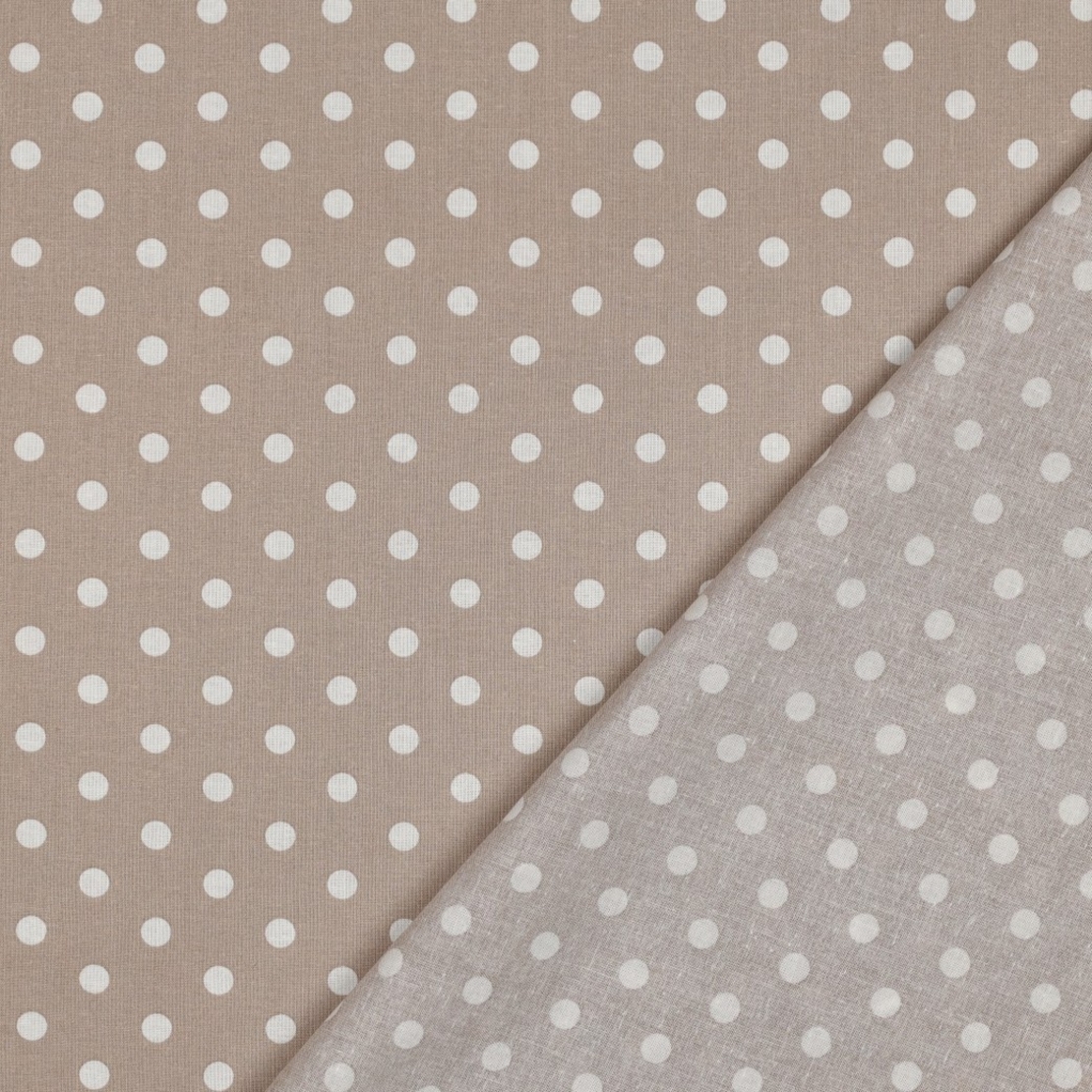 אריג כותנה נקודות לבן על רקע בז