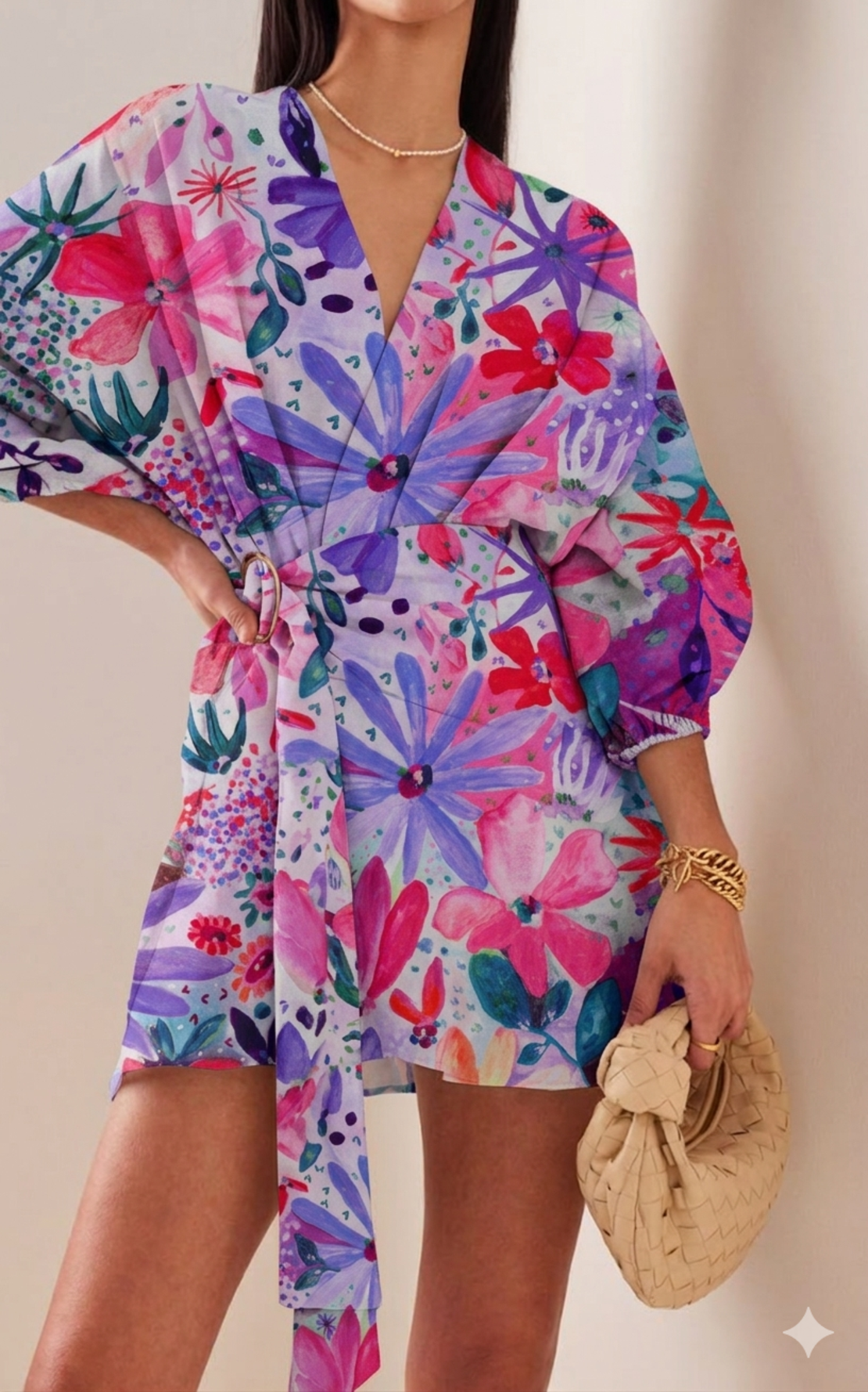 אריג ויסקוזה ECOVERO דפוס פרחים סוריאליסטי גווני סגול נרידה הנסן