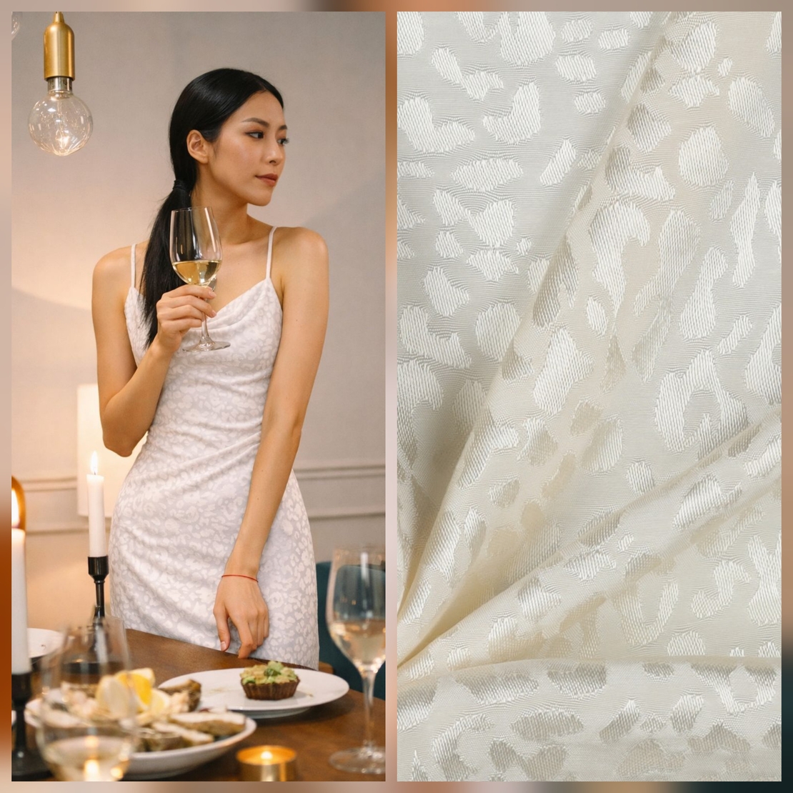 אריג ויסקוזה גקארד לבן חם דוגמת מנומר