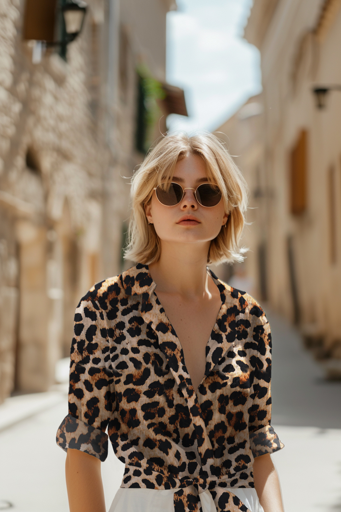 אריג ויסקוזה דפוס מנומר דיגיטלי גווני חום דגם גל