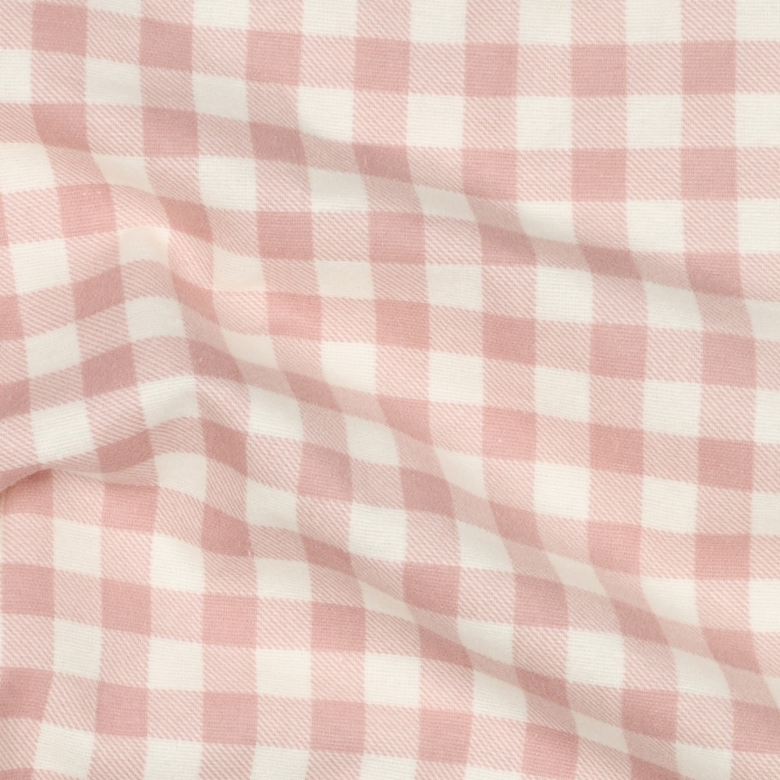 אריג פלנל משבצות ורוד לבן