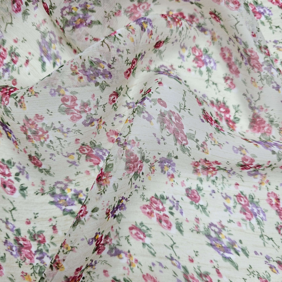 אריג שיפון פרחים קטנים בסגנון כפרי רקע אופוייט