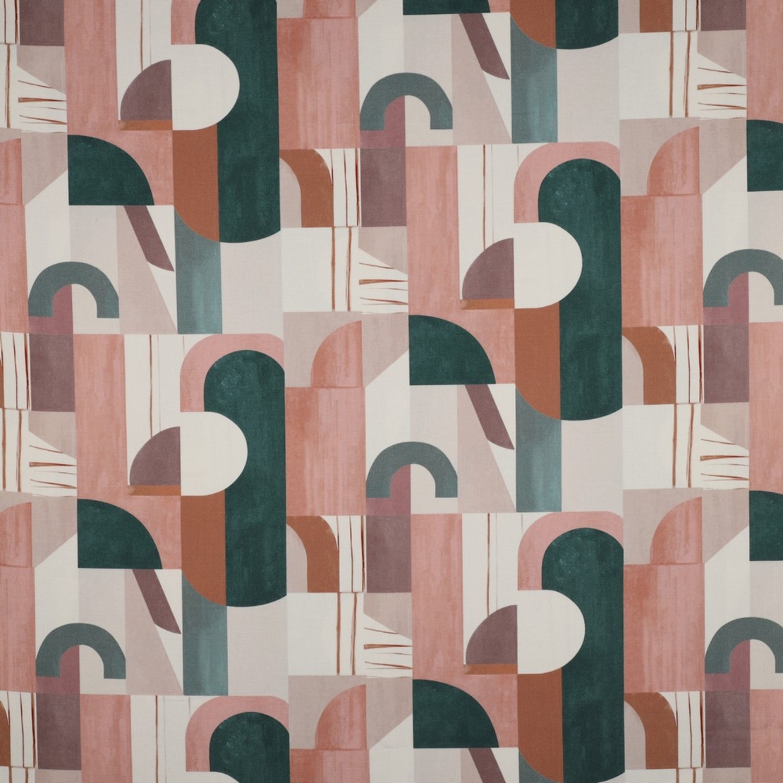 אריג קנבס דפוס דיגיטלי צורות גאומטריות בגוונים חמים