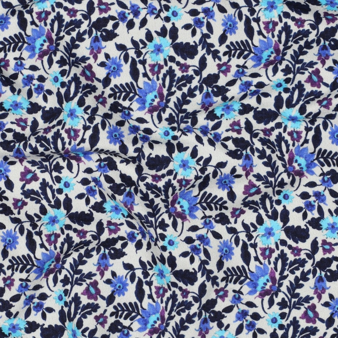 פרנץ טרי דפוס פרחים עדינים כחלחלים דיגיטלי על רקע אופוייט