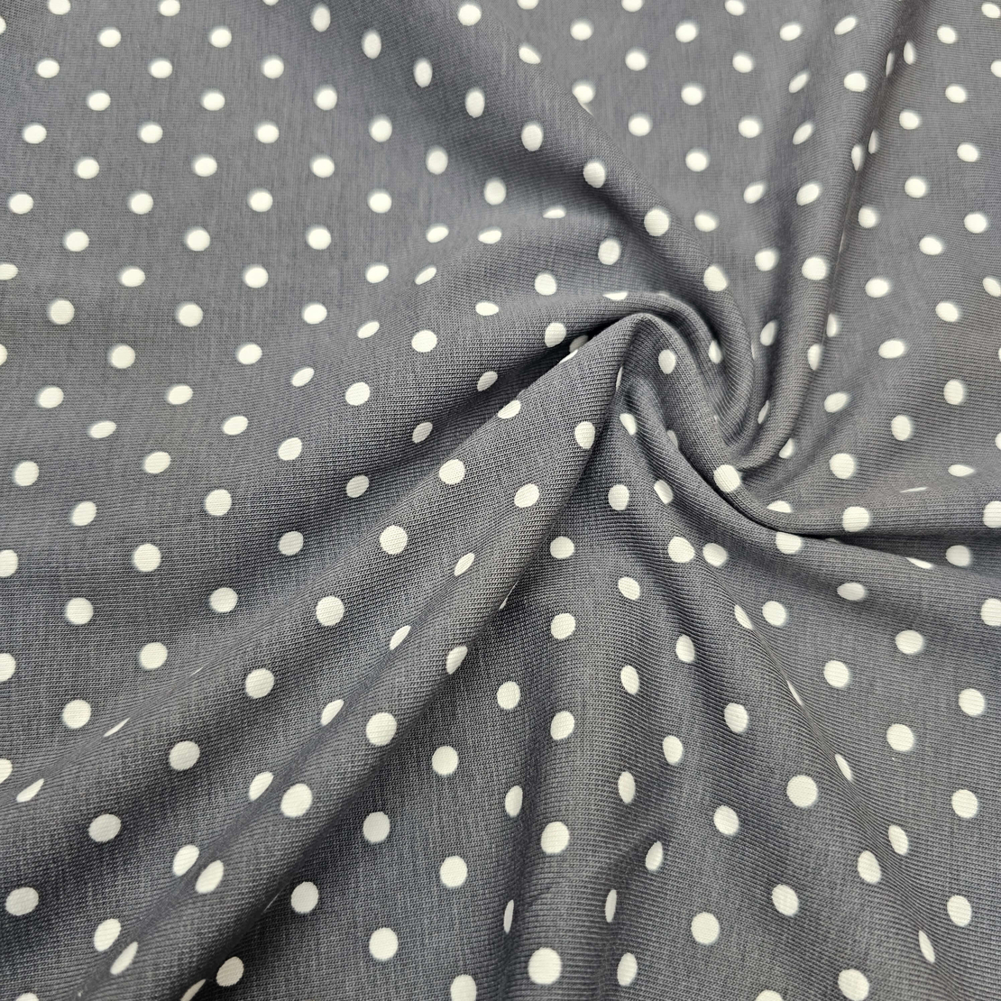 טריקו כותנה דפוס נקודות על רקע אפור בינוני